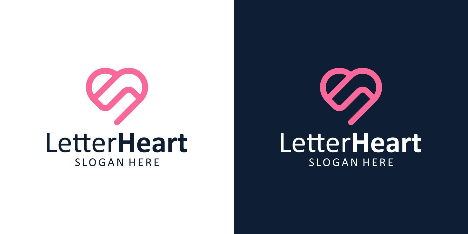 första brev s logotyp med kärlek hjärtan design vektor illustration. ikon, symbol, kreativ, logotyp.