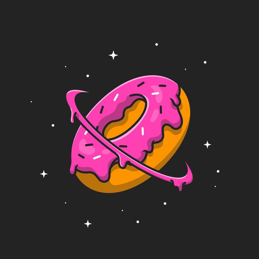 Krapfen Planet Karikatur Vektor Symbol Illustration. Essen Raum Symbol Konzept isoliert Prämie Vektor. eben Karikatur Stil