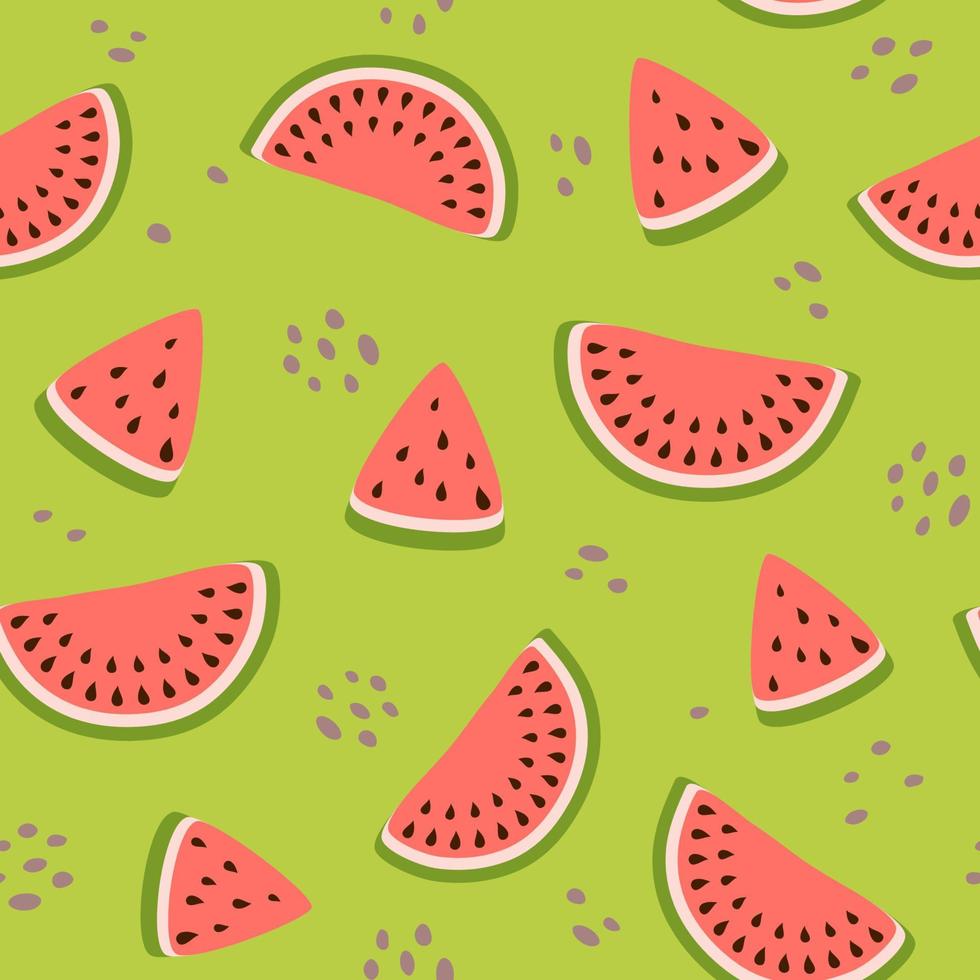 Wassermelone nahtlos Muster. süß Sommer- Obst Hintergrund. Grün Farbe. tropisch Wassermelone Grafik Design, Stoff Textil- Hintergrund, Wassermelone Digital Papier, Sammelalbum. Vektor Illustration.