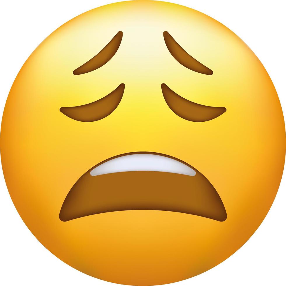utmattad emoji. trött uttryckssymbol, gul ansikte med stängd ögon. vektor
