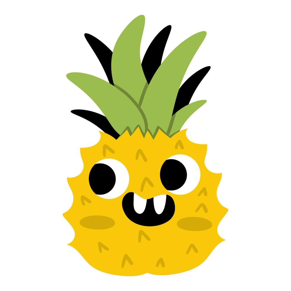 vektor rolig söt ananas ikon. pirat frukt illustration. komisk växt frukt med ögon och mun isolerat på vit bakgrund. friska sommar mat ClipArt.