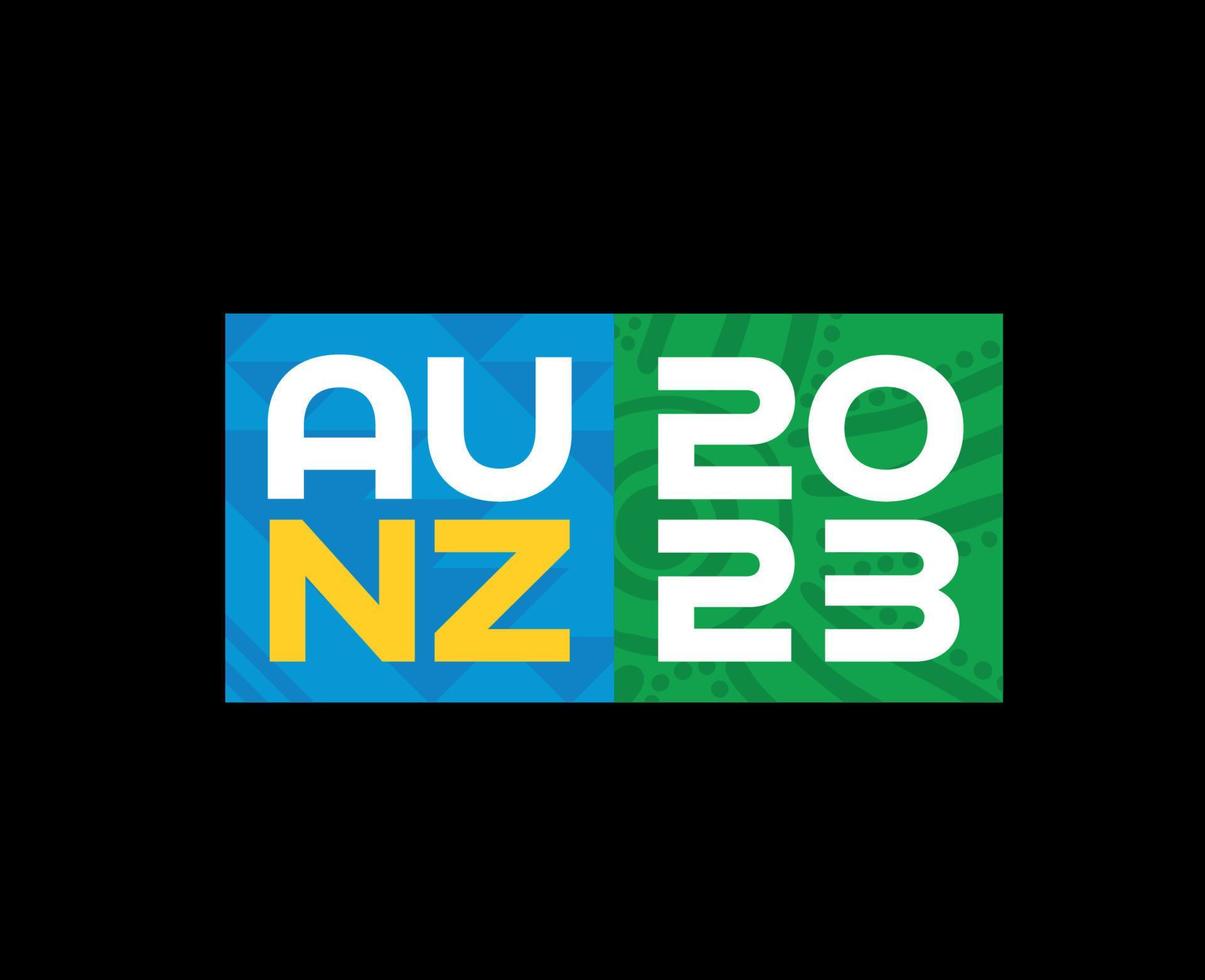 fifa kvinnor värld kopp australien ny zealand 2023 logotyp mästare symbol design vektor abstrakt illustration med svart bakgrund