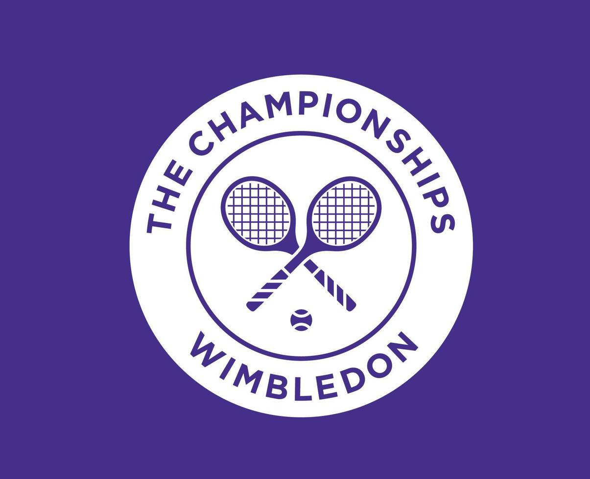 Wimbledon Tennis Symbol Weiß Logo das Meisterschaften öffnen Turnier Design Vektor abstrakt Illustration mit lila Hintergrund