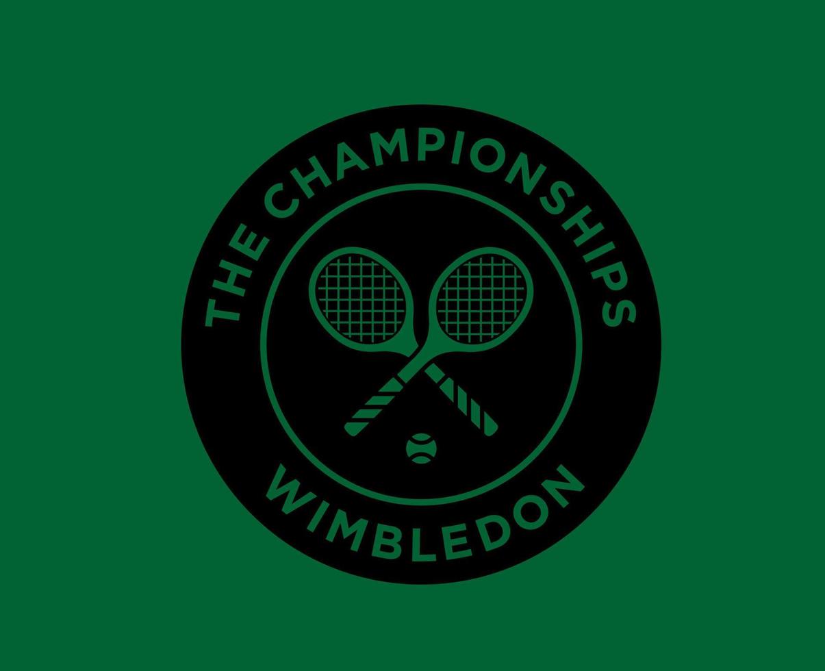 wimbledon tennis symbol svart logotyp de mästerskap öppen turnering design vektor abstrakt illustration med grön bakgrund