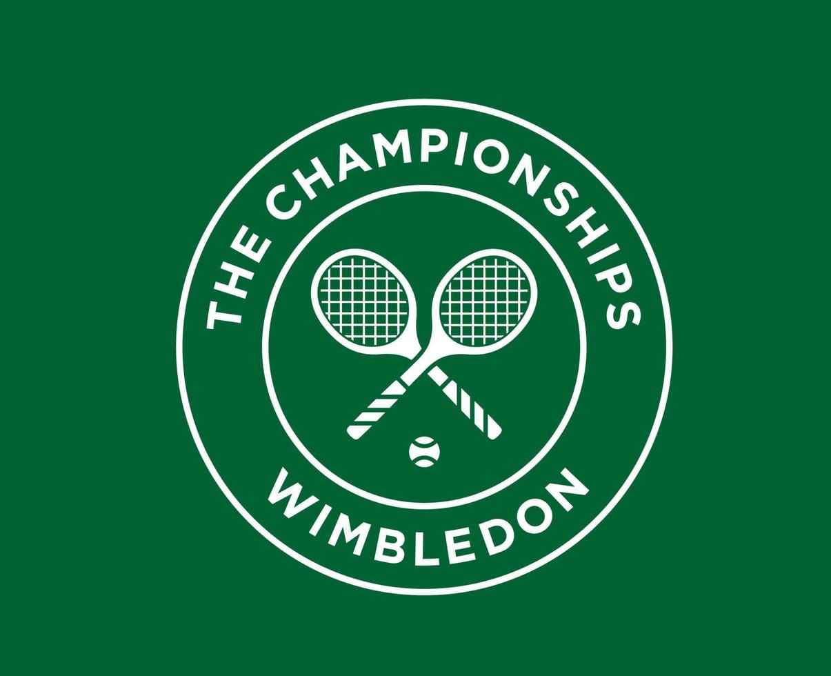 wimbledon de mästerskap symbol vit logotyp turnering öppen tennis design vektor abstrakt illustration med grön bakgrund