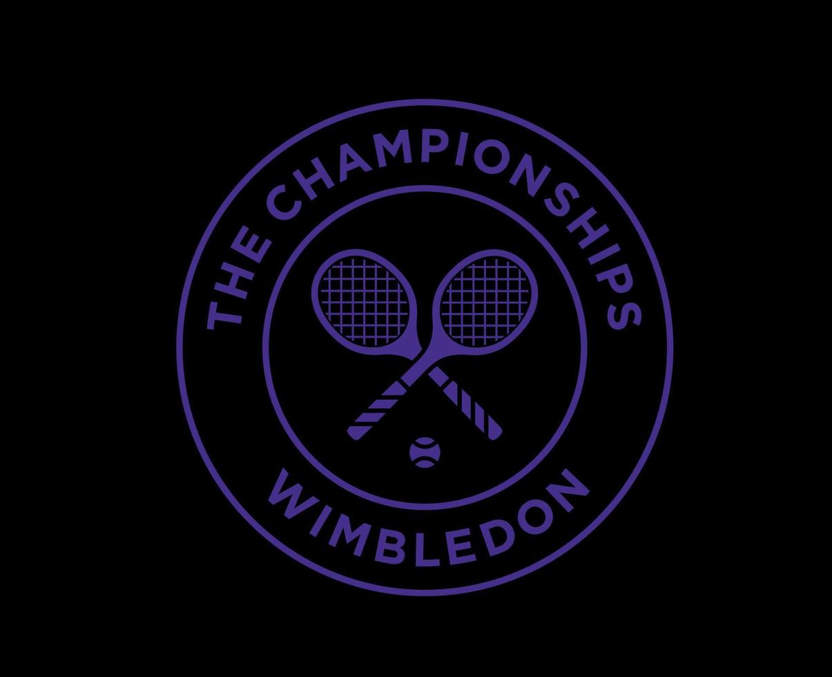 wimbledon de mästerskap symbol lila logotyp turnering öppen tennis design vektor abstrakt illustration med svart bakgrund