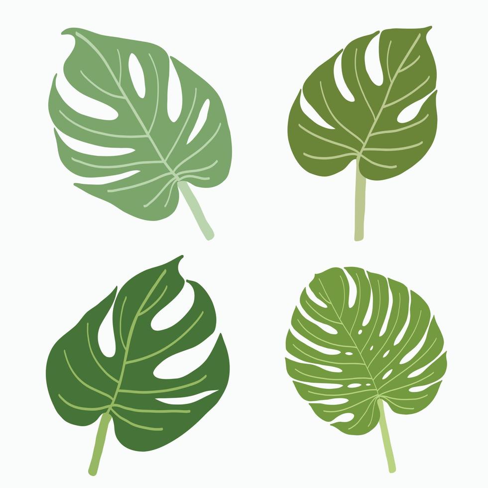 enkelhet monstera blad frihand kontinuerlig linjeritning platt design. vektor