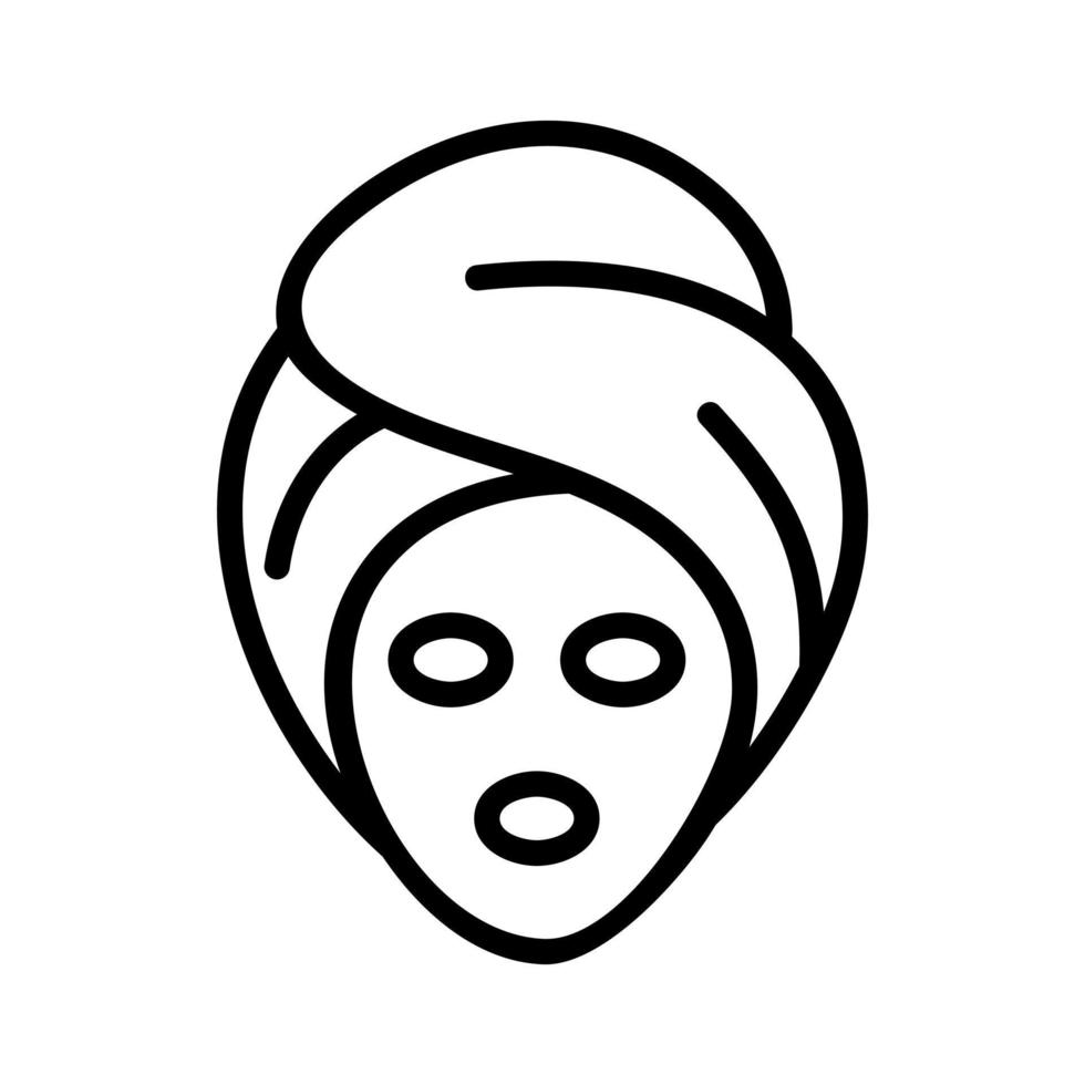 kvinna mask och handduk översikt ikon vektor illustration