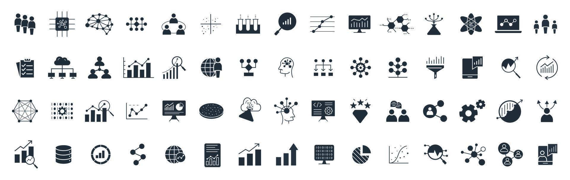 Analyse, Statik, Maschinenbau, Daten Wissenschaft, und Menschen Mannschaft Symbol einstellen Vektor