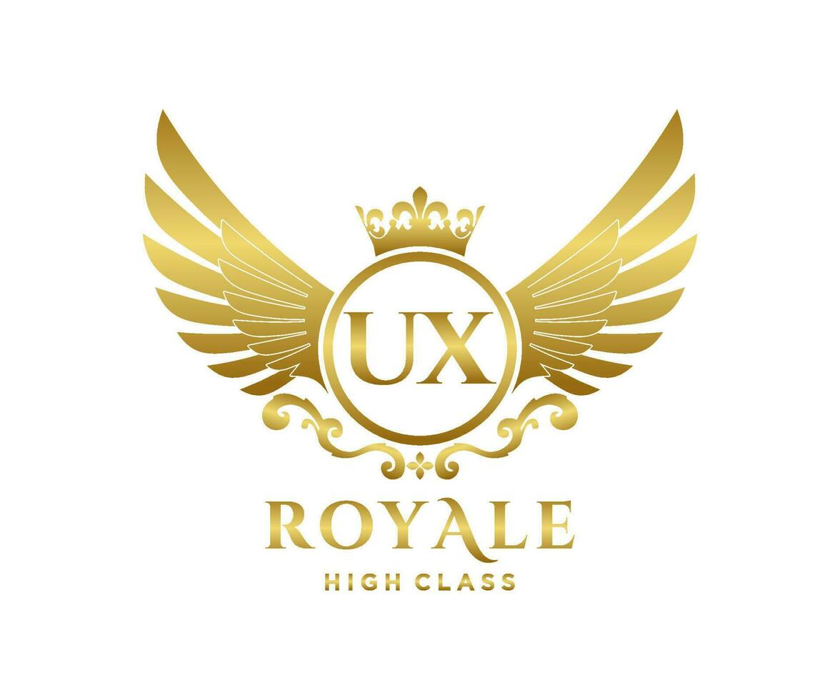 golden Brief ux Vorlage Logo Luxus Gold Brief mit Krone. Monogramm Alphabet . schön königlich Initialen Brief. vektor