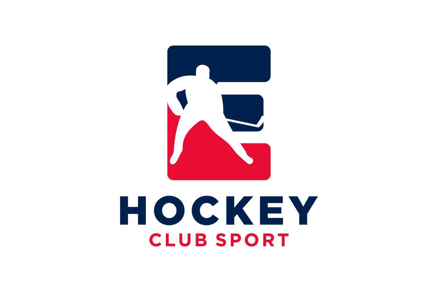 Vektor Initialen Brief e mit Eishockey kreativ geometrisch modern Logo Design.