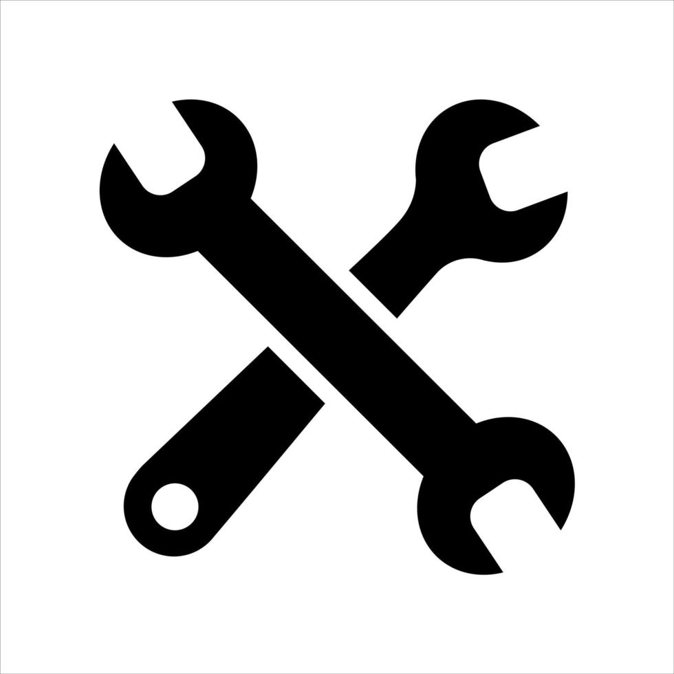 einfache Schraubenschlüssel isoliert auf weißem Hintergrundsymbol für Apps und Websites vektor