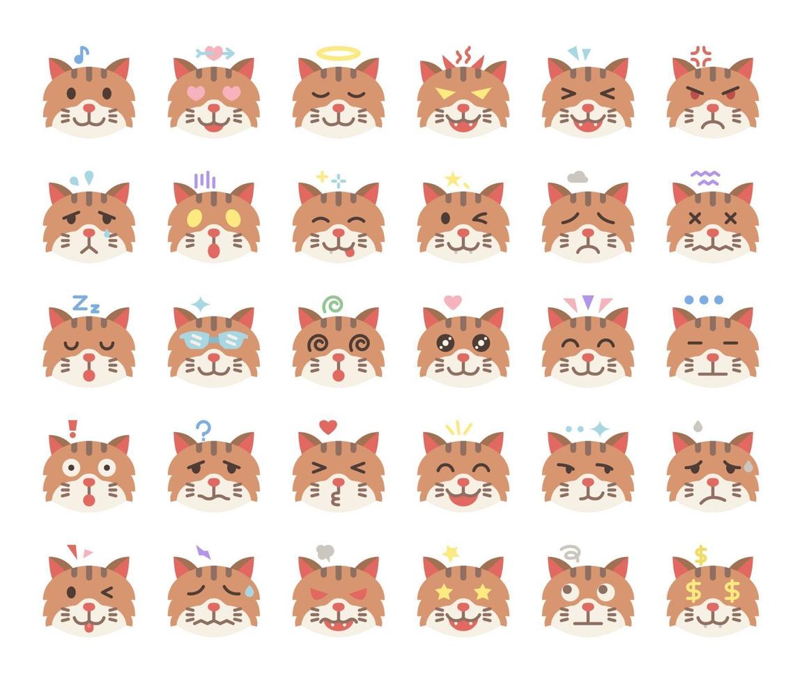 flache Vektorikonen der Katze Emoji vektor