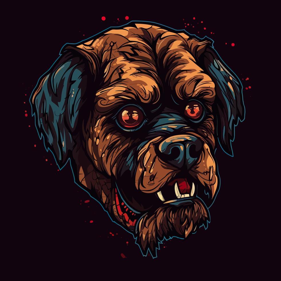 en logotyp av en zombie hund huvud, designad i esports illustration stil vektor