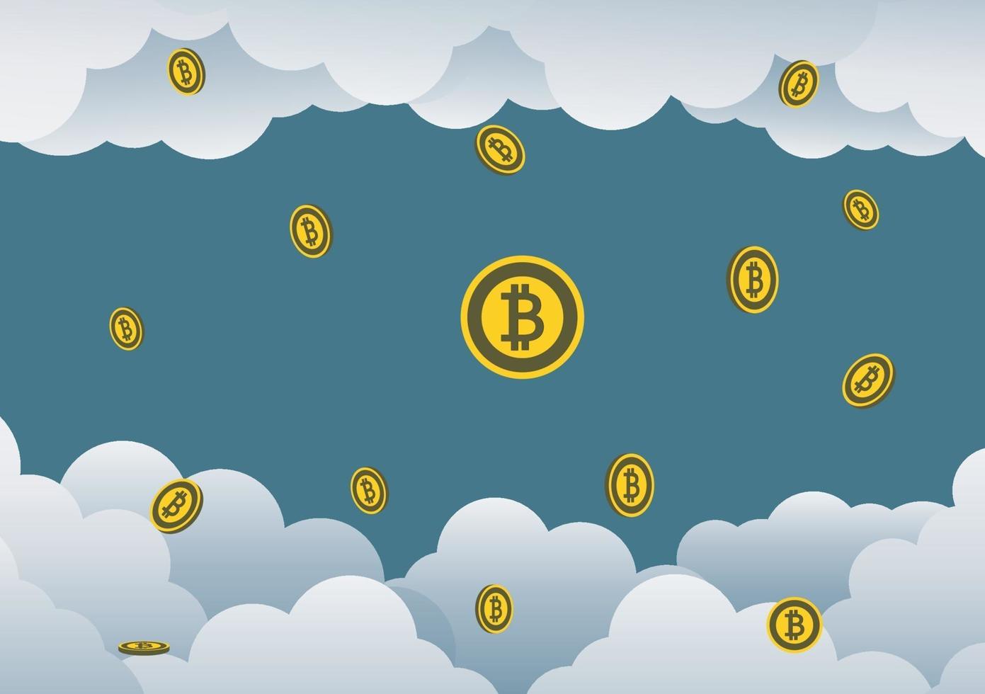 affärs bitcoin koncept, himlen är full av mynt. vektor illustratör