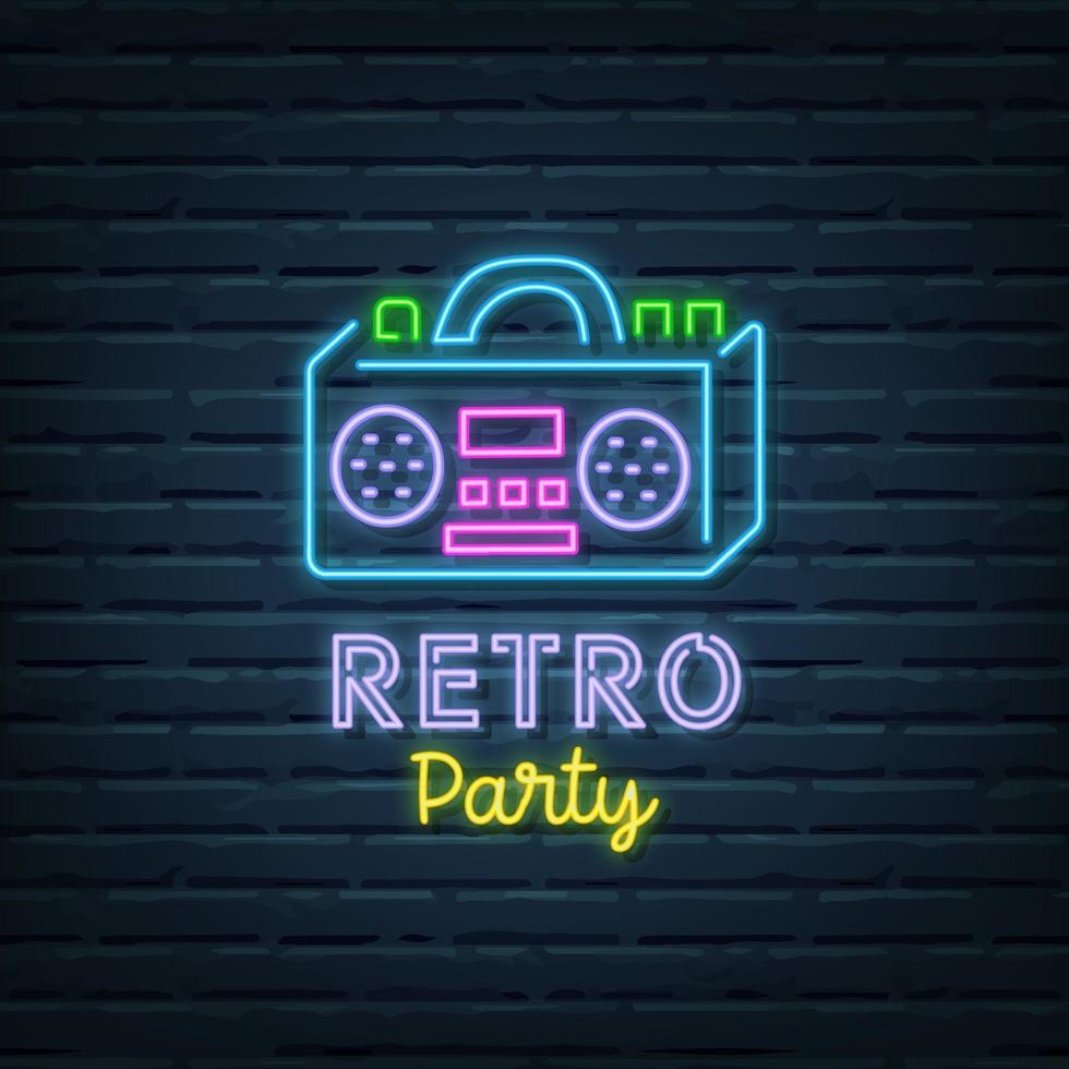 Retro Party Leuchtreklame vektor