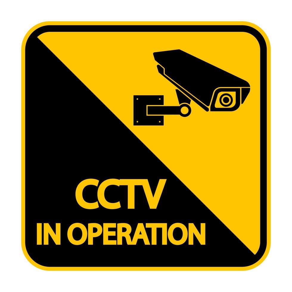 cctv-kameraetikett. svart videoövervakningstecken på vit bakgrund. vektorillustration vektor