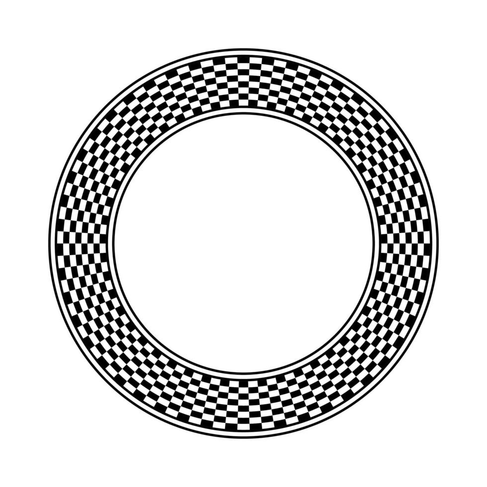 svart och vit rutig cirkel ram vektor