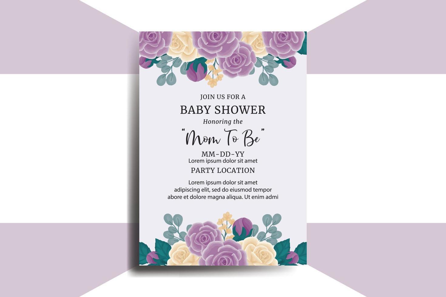bebis dusch hälsning kort reste sig blomma design mall vektor