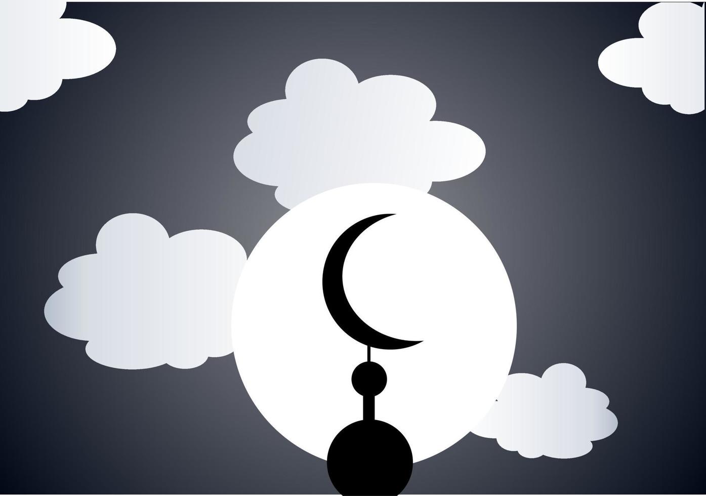 Moschee Kuppel beim Nacht mit Wolken im das Hintergrund vektor