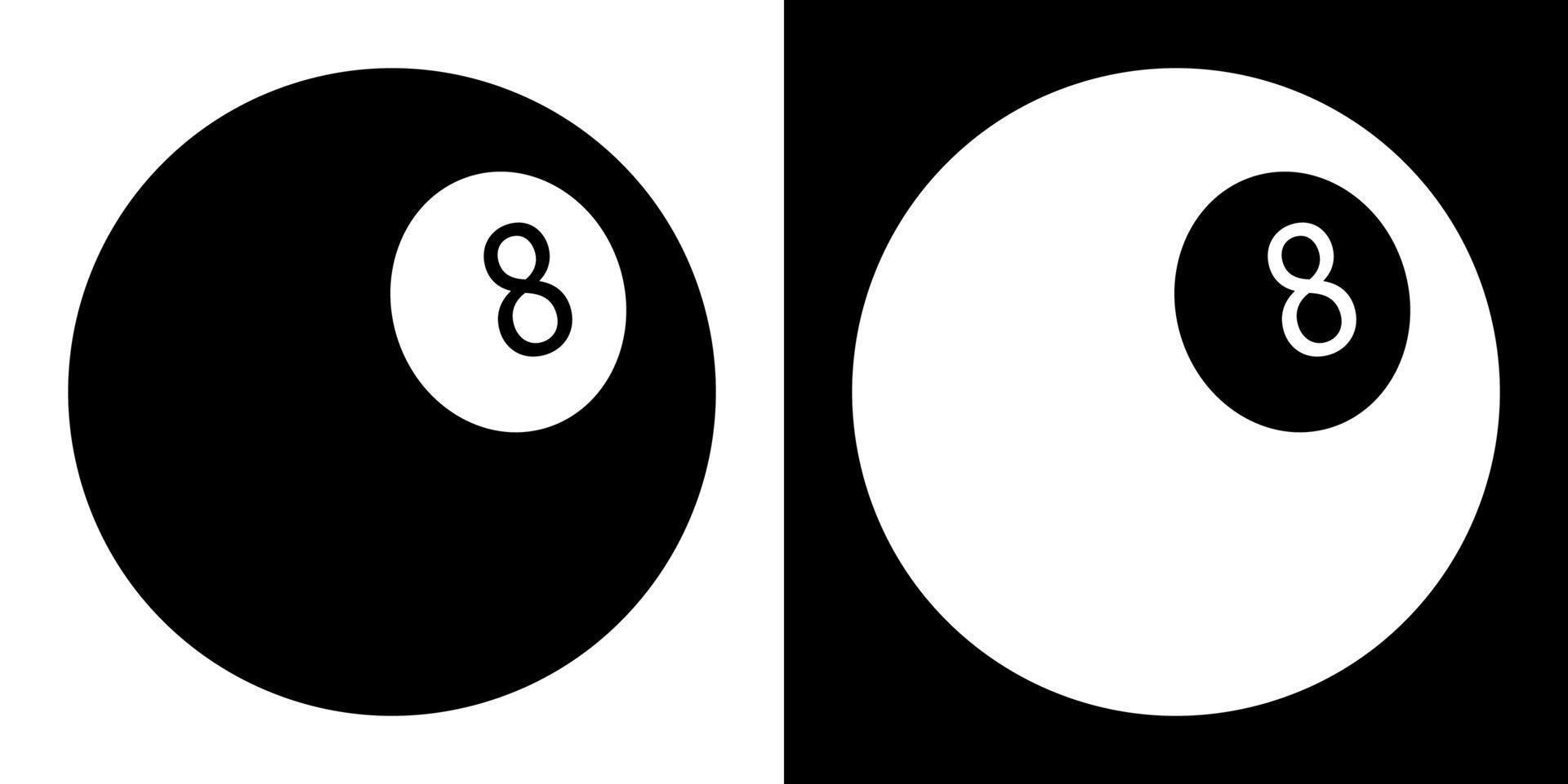 Billard- Ball Symbol mit Nummer 8 zum Schwimmbad Spiel. Sport Design Element zum Wettbewerbe. Vektor