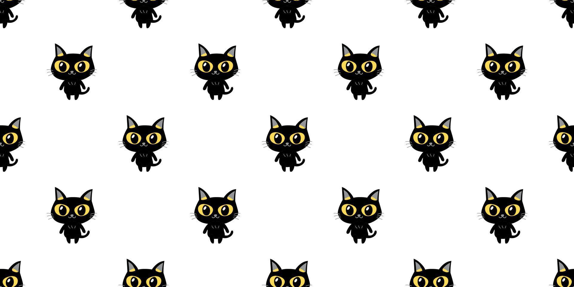 Vektor-Cartoon-Figur schwarze Katze nahtlose Muster Hintergrund vektor