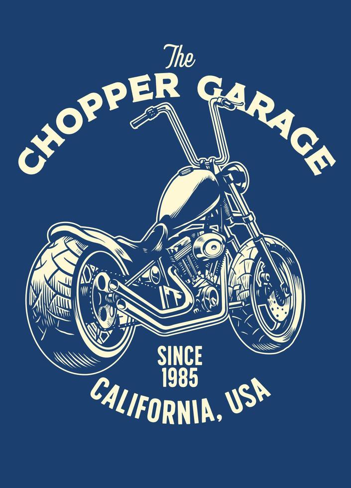 t-shirt design av chopper motorcykel garage vektor