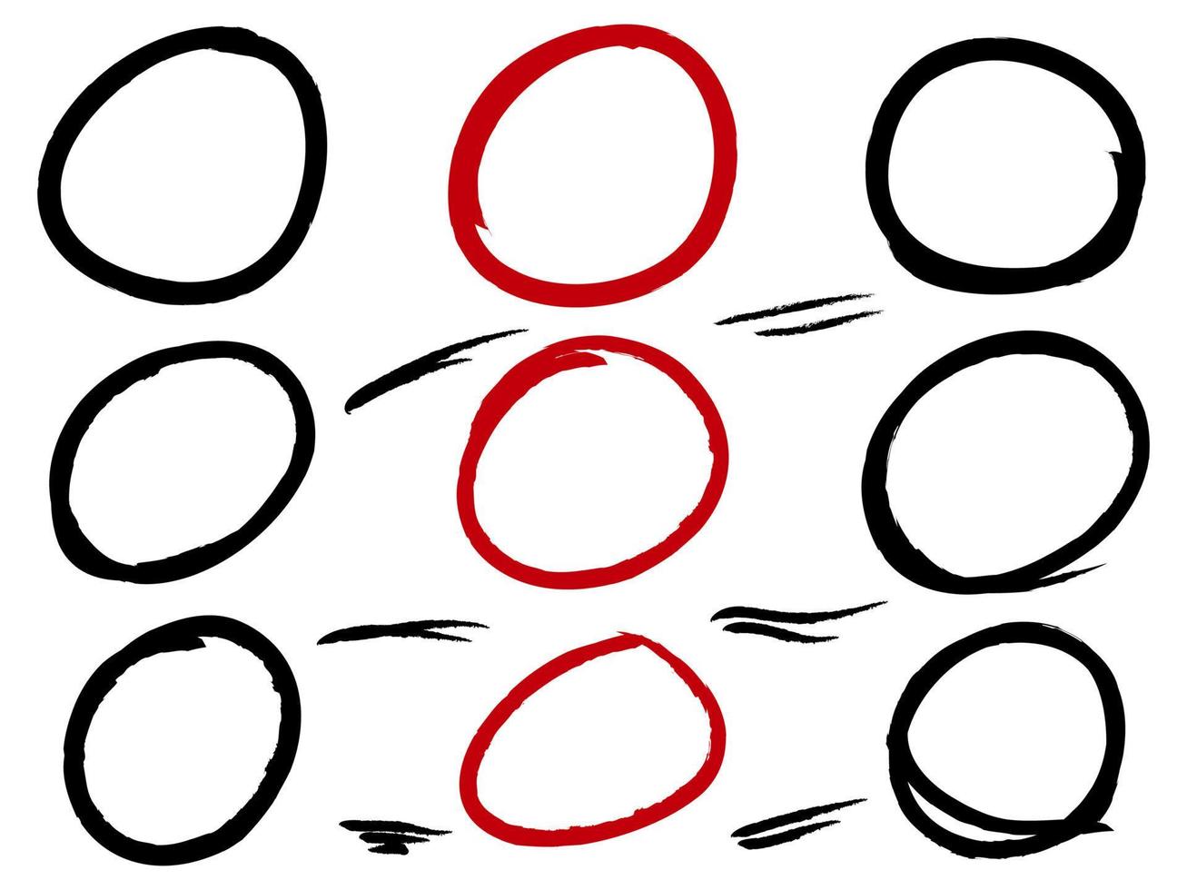 hand dragen klottra linje cirklar och pilar. klotter runda cirklar för meddelande notera mark design element. vektor illustration