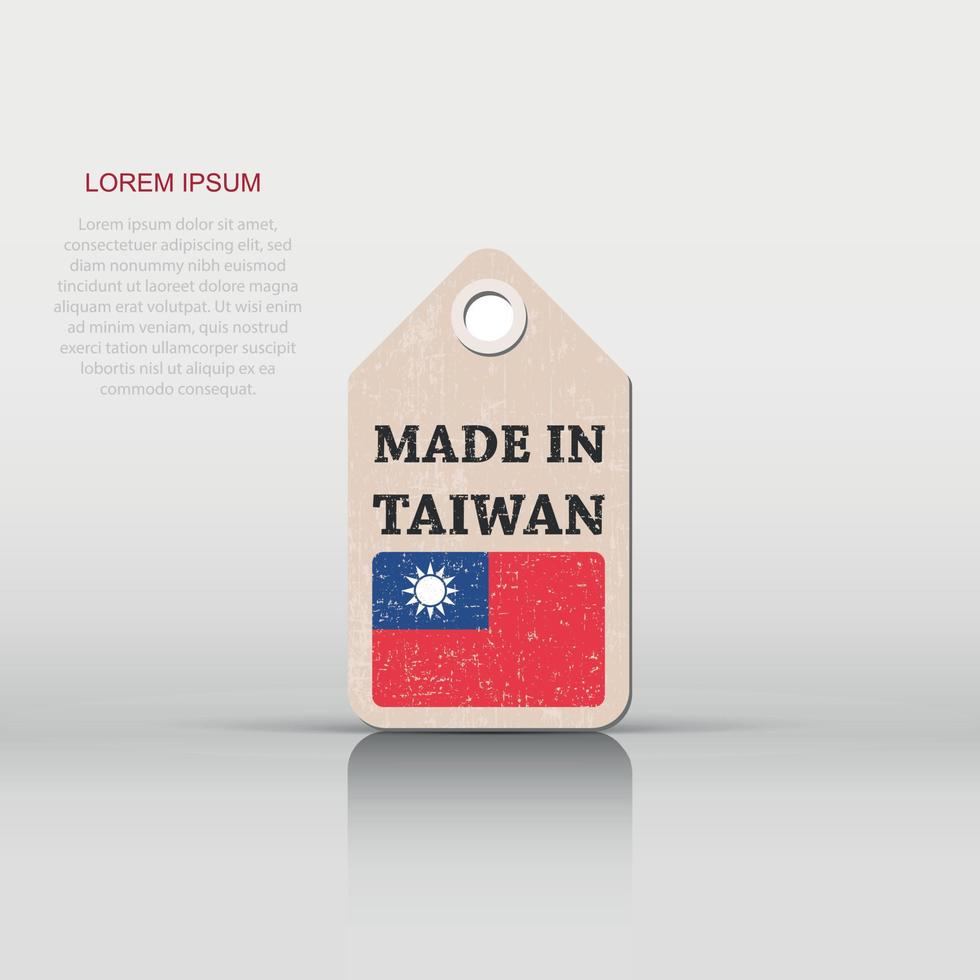 hänga märka tillverkad i taiwan med flagga. vektor illustration