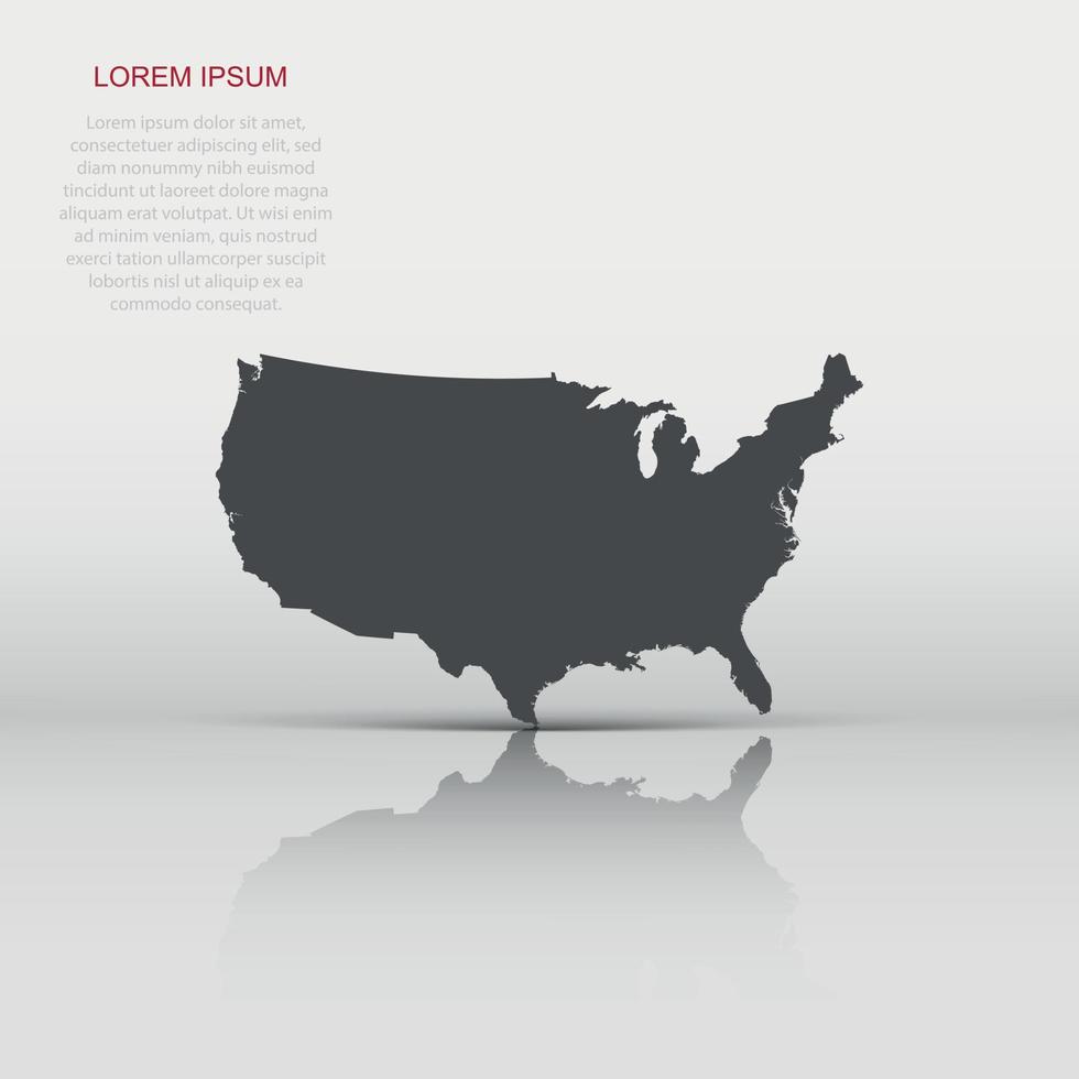 Amerika Karte Symbol im eben Stil. USA Illustration Piktogramm. Land Erdkunde Zeichen Geschäft Konzept. vektor
