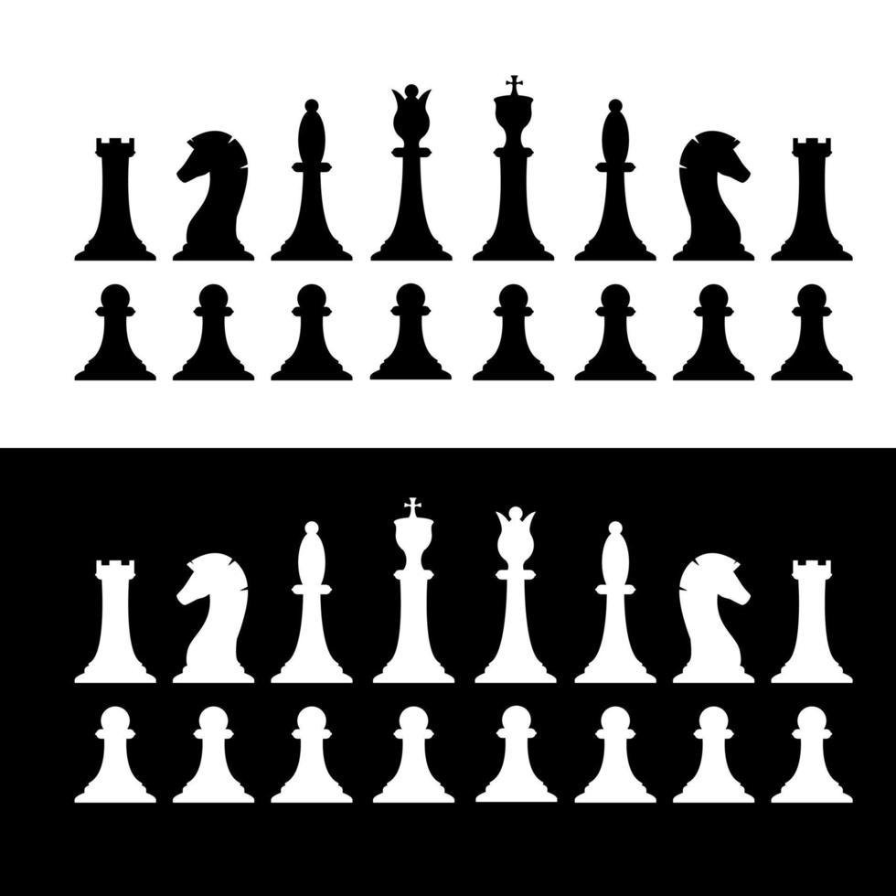 einstellen von schwarz und Weiß Schach Stücke. Schach Strategie und Taktik. Vektor Illustration