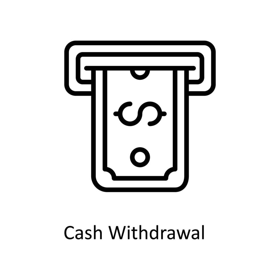 kontanter uttag vektor översikt ikoner. enkel stock illustration stock