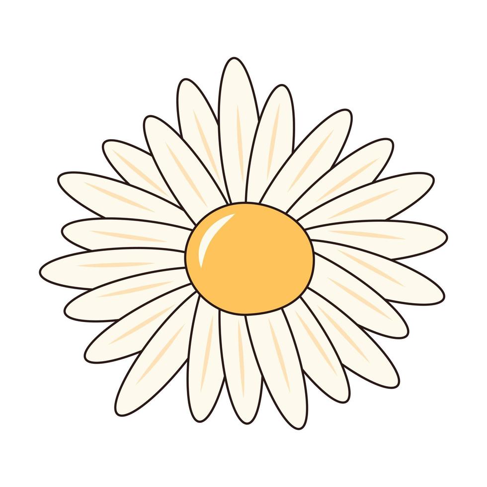 häftig retro daisy. årgång hippie psychedelic blomma. vektor