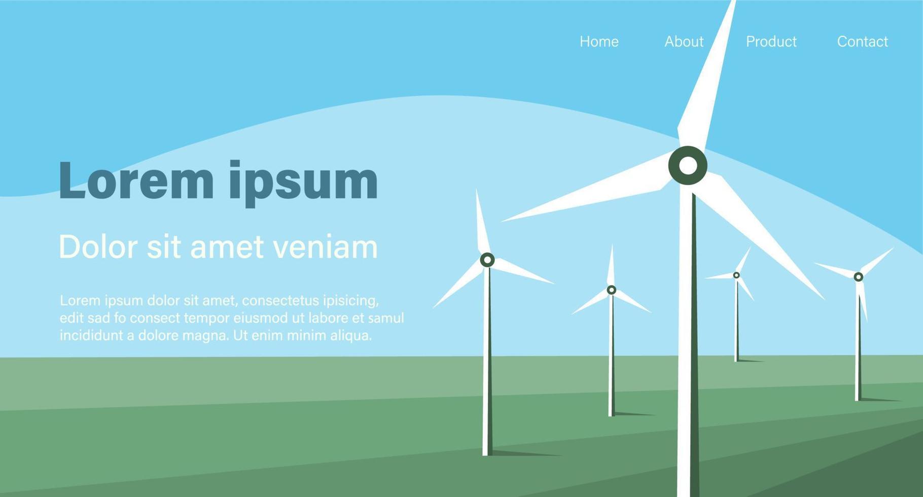 vind kraft växt. vind turbiner. förnybar energi vektor design. grön energi industriell begrepp