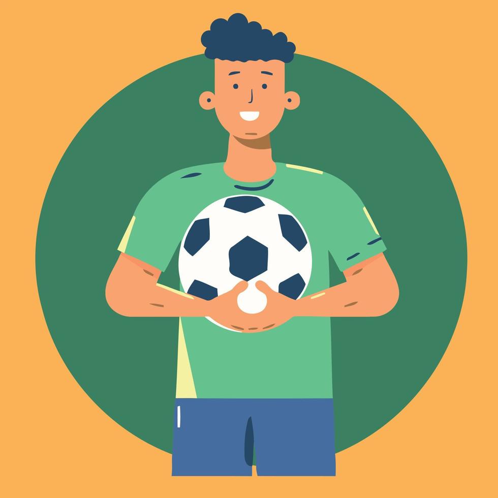 Brasilianer jung Mann halten ein Fußball Ball vektor