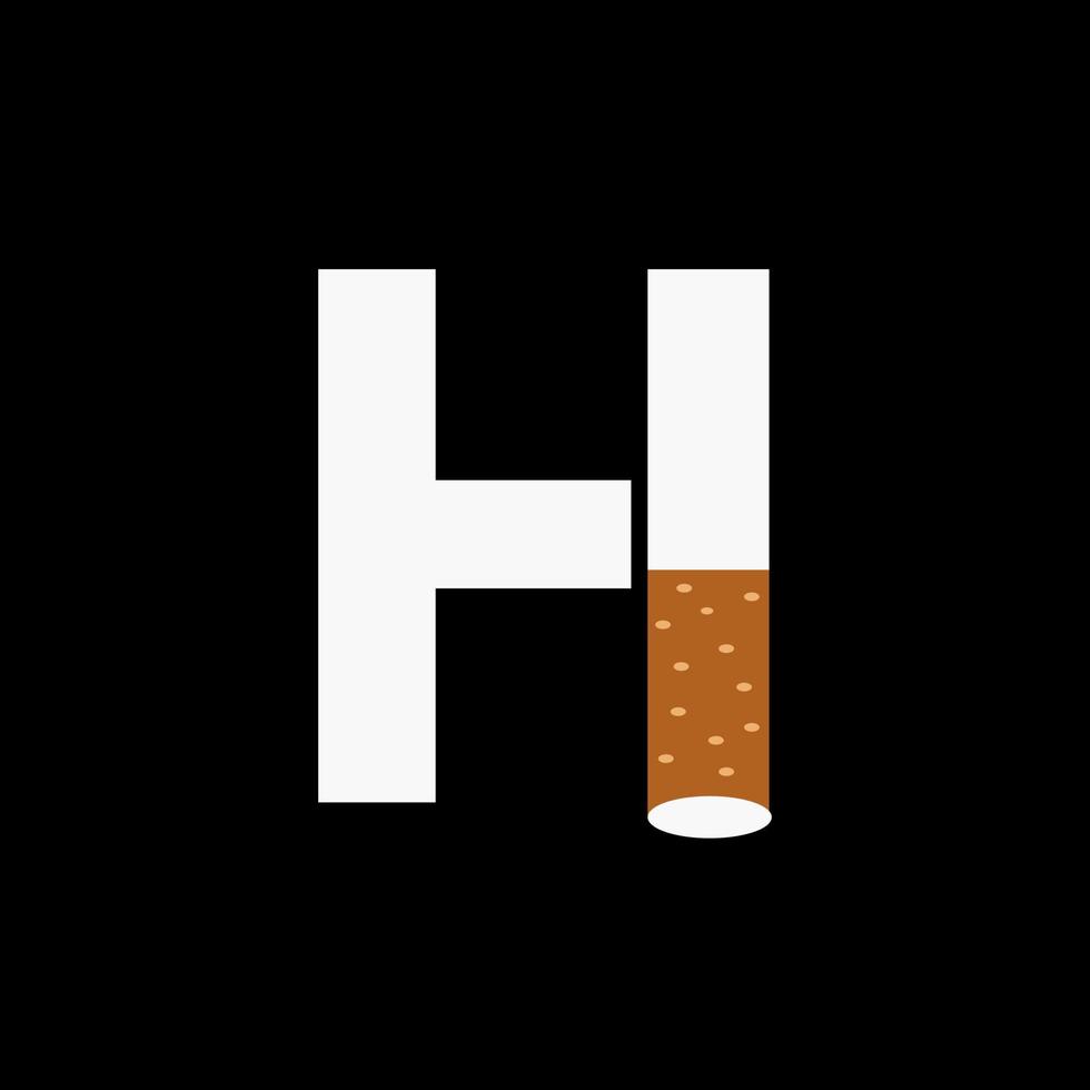 Brief h Rauch Logo Konzept mit Zigarette Symbol. Tabak Logo Vektor