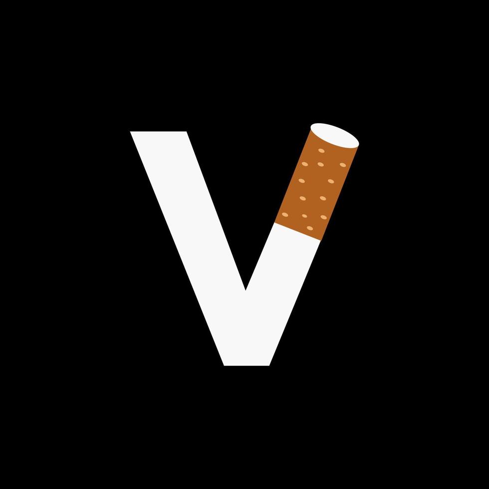 brev v rök logotyp begrepp med cigarett ikon. tobak logotyp vektor