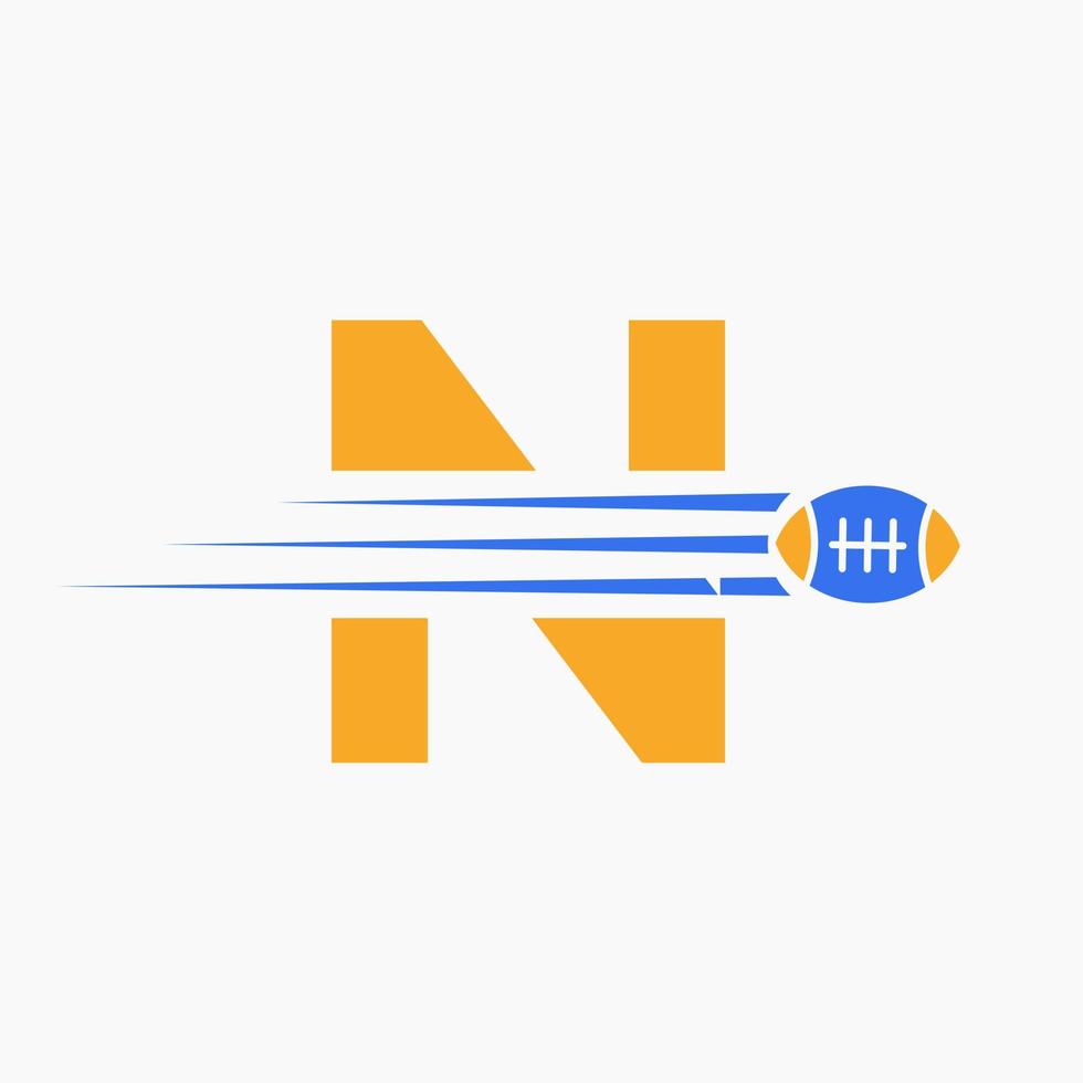 Brief n Rugby, Fußball Logo kombinieren mit Rugby Ball Symbol zum amerikanisch Fußball Verein Symbol vektor