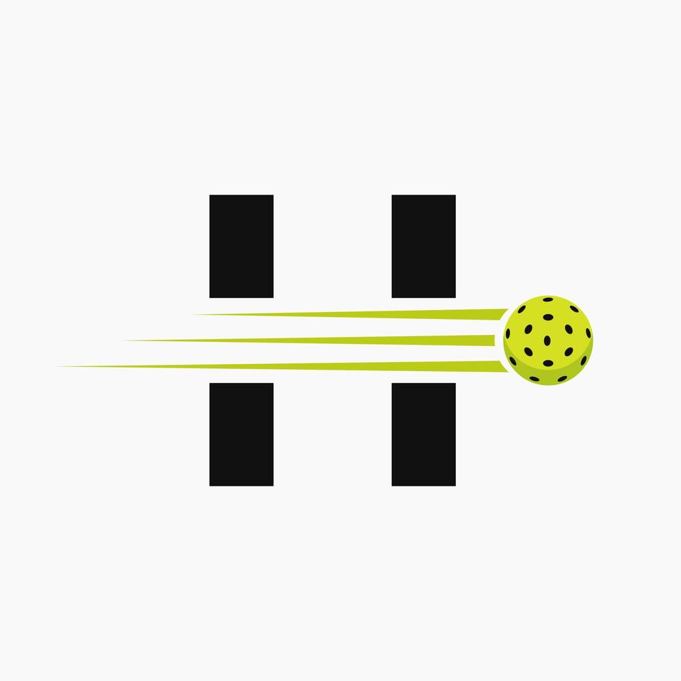 brev h pickleball logotyp symbol. ättikslag boll logotyp vektor mall