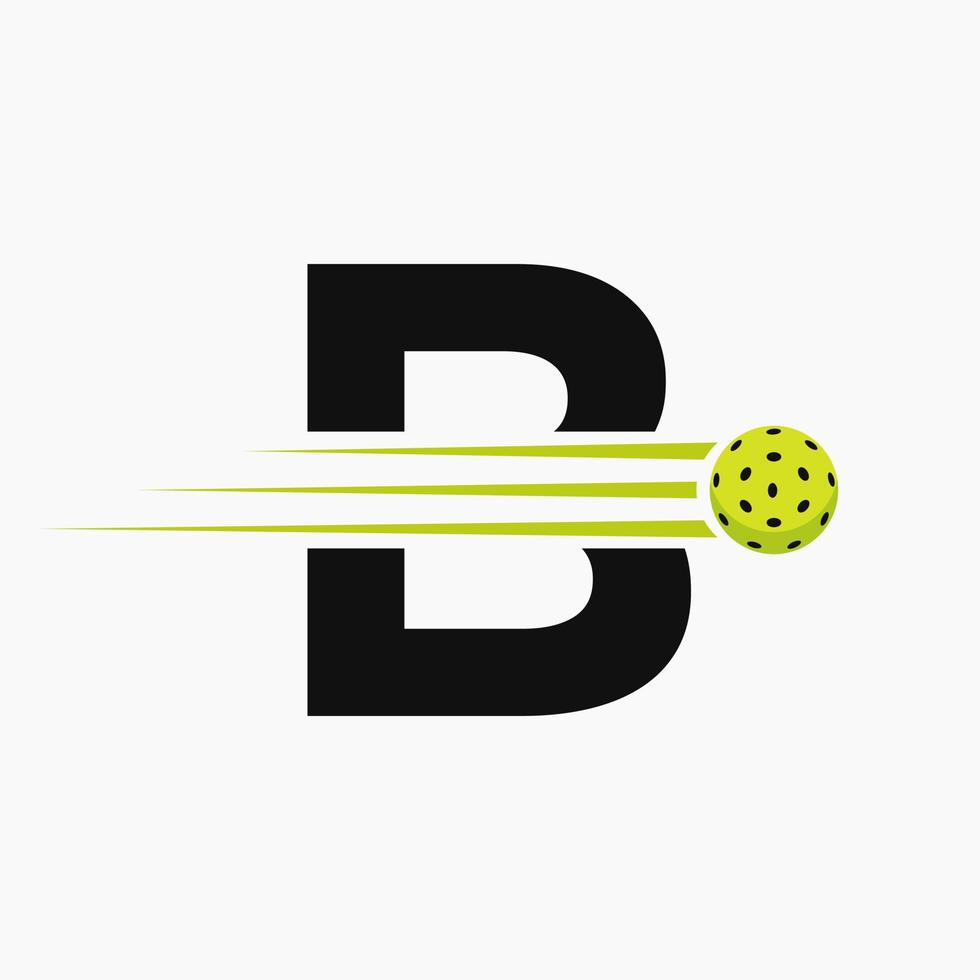 brev b pickleball logotyp symbol. ättikslag boll logotyp vektor mall