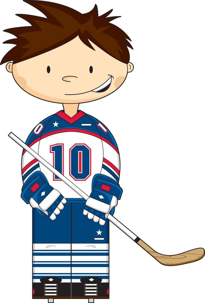 süß Karikatur Eishockey Spieler Sport und Freizeit Illustration vektor