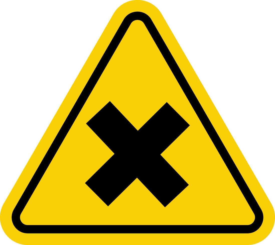 tecken av skadlig eller irriterande ämnen. varning tecken irriterande ämnen. gul triangel tecken med en korsa ikon inuti. fara, allergisk irriterande ämnen skadlig till hälsa. vektor