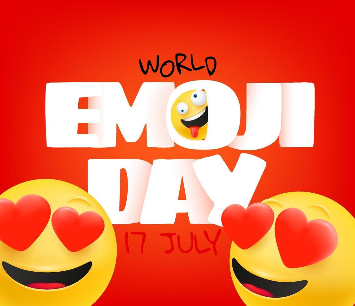 Welt Emoji Tag Grußkarte. glückliche Emoji-Tagesvektor-Grußkarte. 17. Juli vektor