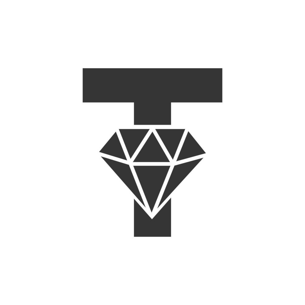 brev t diamant logotyp design. Smycken logotyp med diamant ikon vektor mall