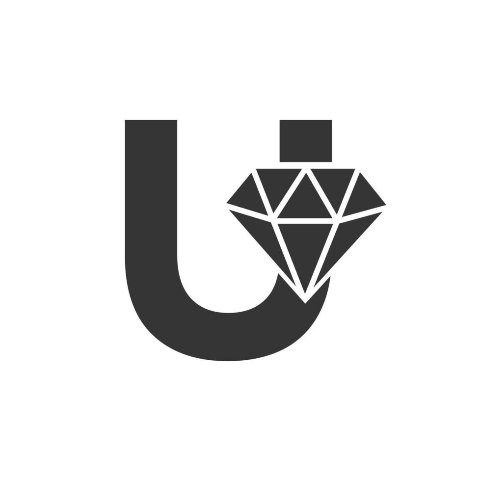 Brief u Diamant Logo Design. Schmuck Logo mit Diamant Symbol Vektor Vorlage