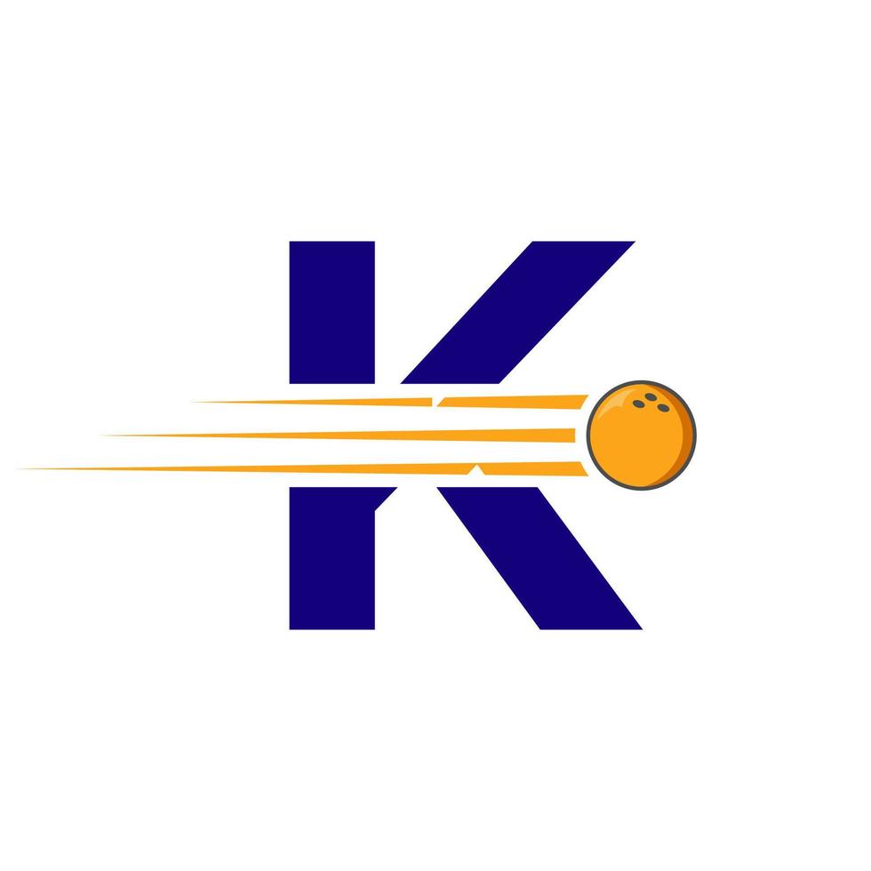 Initiale Brief k Bowling Logo. Bowling Ball Symbol Vektor Vorlage