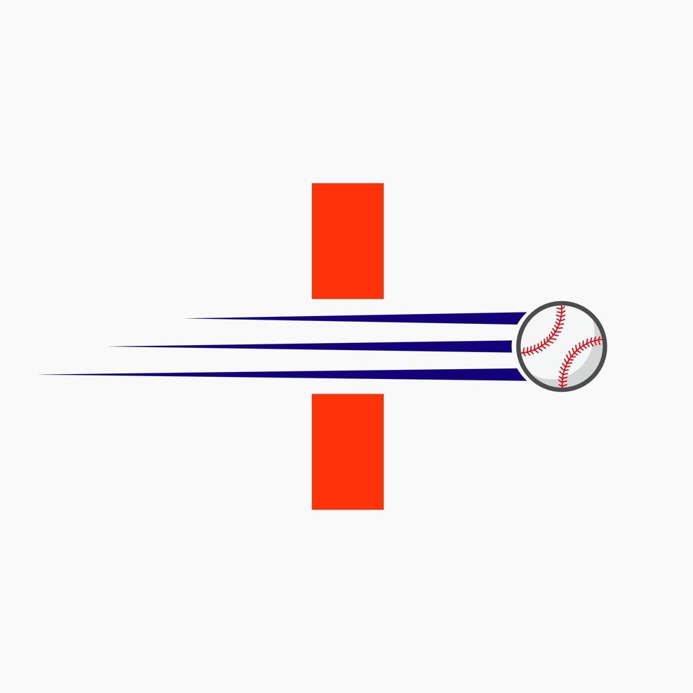 första brev jag baseboll logotyp med rör på sig baseboll ikon vektor