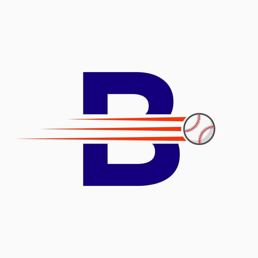 första brev b baseboll logotyp med rör på sig baseboll ikon vektor