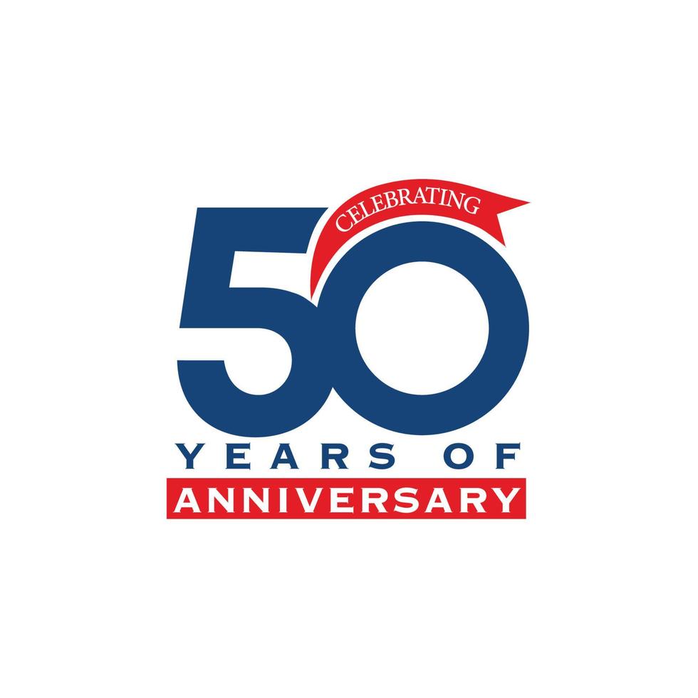 50 Jahre Jahrestag Logo Design. 50 .. Jahrestag Abzeichen Design mit Schleife. Zeichen und Symbol zum feiern Unternehmen oder Geschäft Geburtstag. vektor