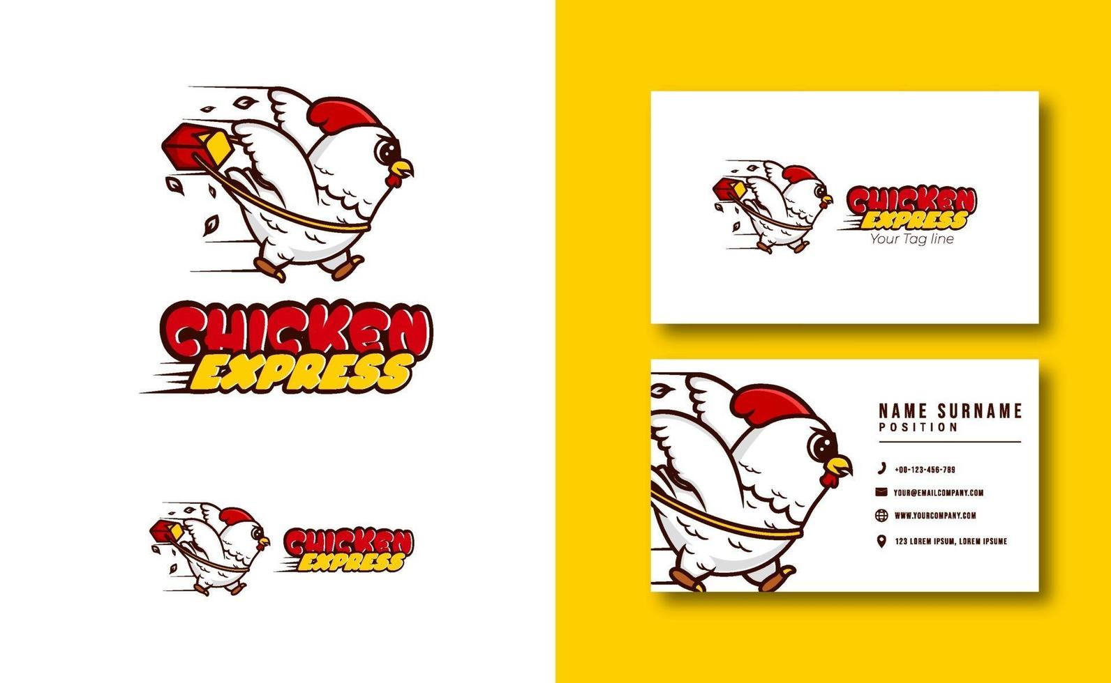 kawaii Charakter Maskottchen. niedliches Huhn Express Maskottchen Logo. entzückender Charakter. Vektorillustration vektor